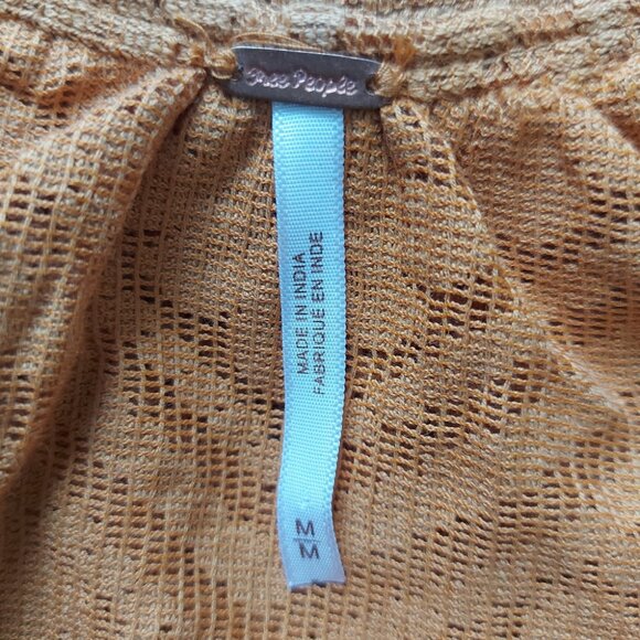 Free People Women Mae Top Medium Vneck Floral Embroidery Flowy Raw Lace Trim - Picture 9 of 13